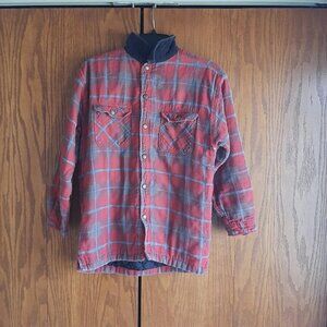 Vintage Bugle Boy Shacket Flannel Button Up Jacket Red/Blue Sz S PreLoved Excell